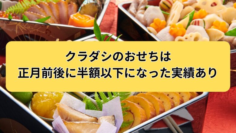 【2026最新】クラダシ（Kuradashi）のおせちはいつ安くなる？正月前後に半額以下になった過去実績